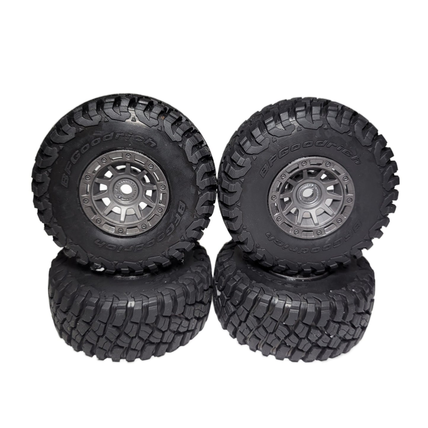 Fits Traxxas Mini Slash Tires BFG 1.4" & 12mm Grey Wheels Front & Rear 1/16th