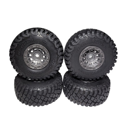 Fits Traxxas Mini Slash Tires BFG 1.4" & 12mm Grey Wheels Front & Rear 1/16th