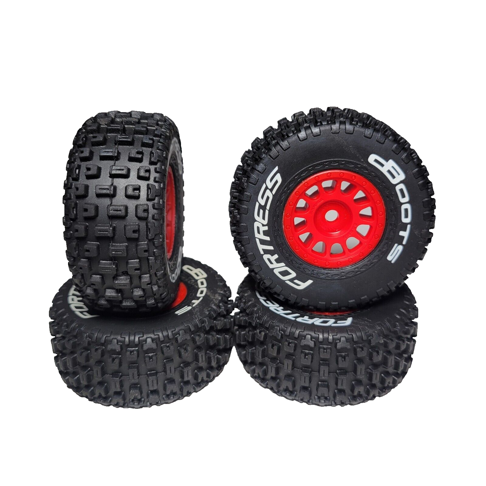 Arrma Mojave Grom 1/18th Tires Dboots Fortress & Red 12mm Wheels ARA550116