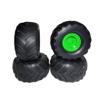 Fits Traxxas Stampede XL5 Tires & Green Wheels VXL 2wd Monster Truck 12mm Hubs