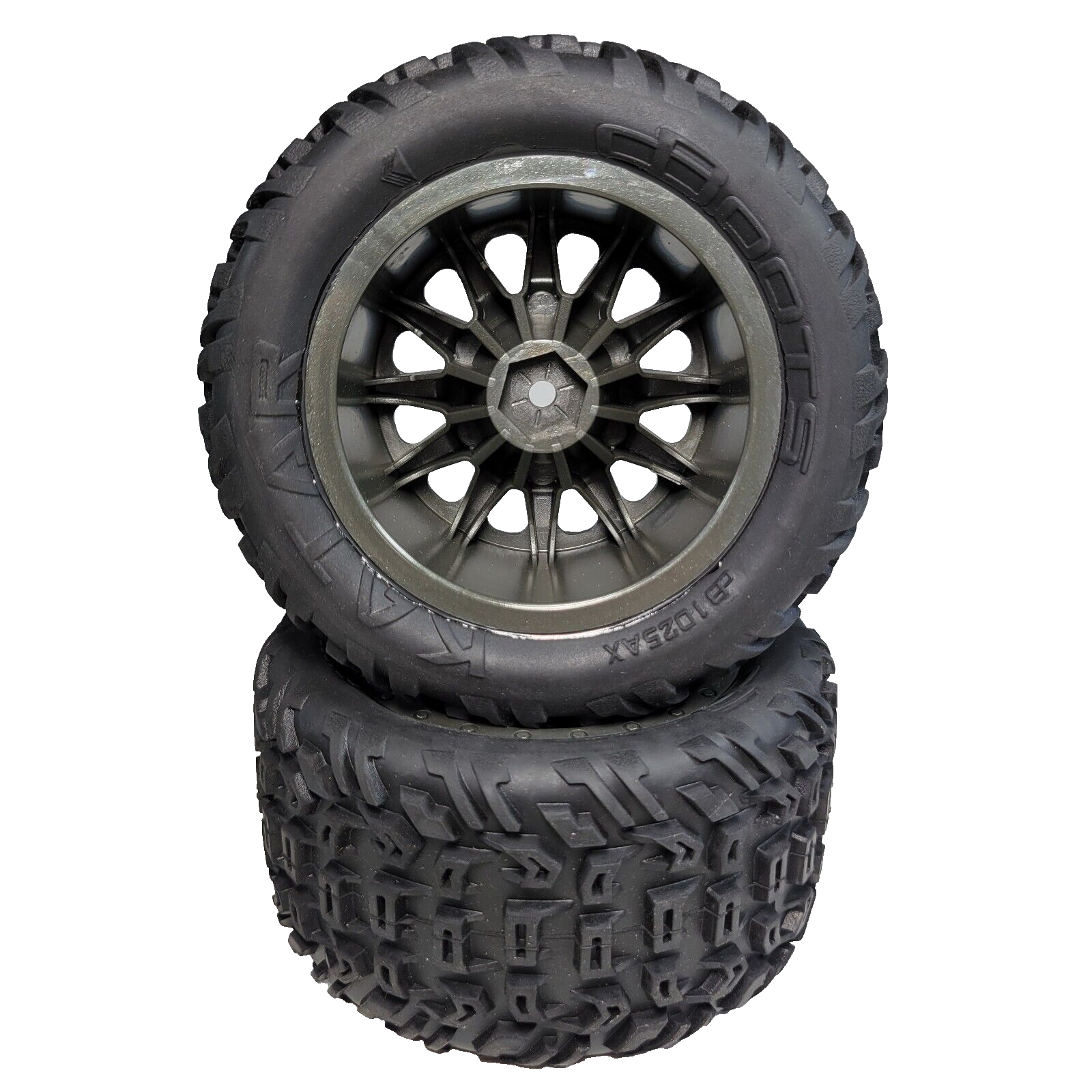 Arrma Vorteks 4x2 Mega Tires & 14mm Wheels DBoots Katar Gunmetal Wheel BLX 3s