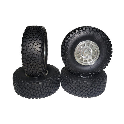 Losi Baja Rey 2.0 Tires (4) BFG KR3 & 12mm Hex Silver Wheels Mounted LOS43056