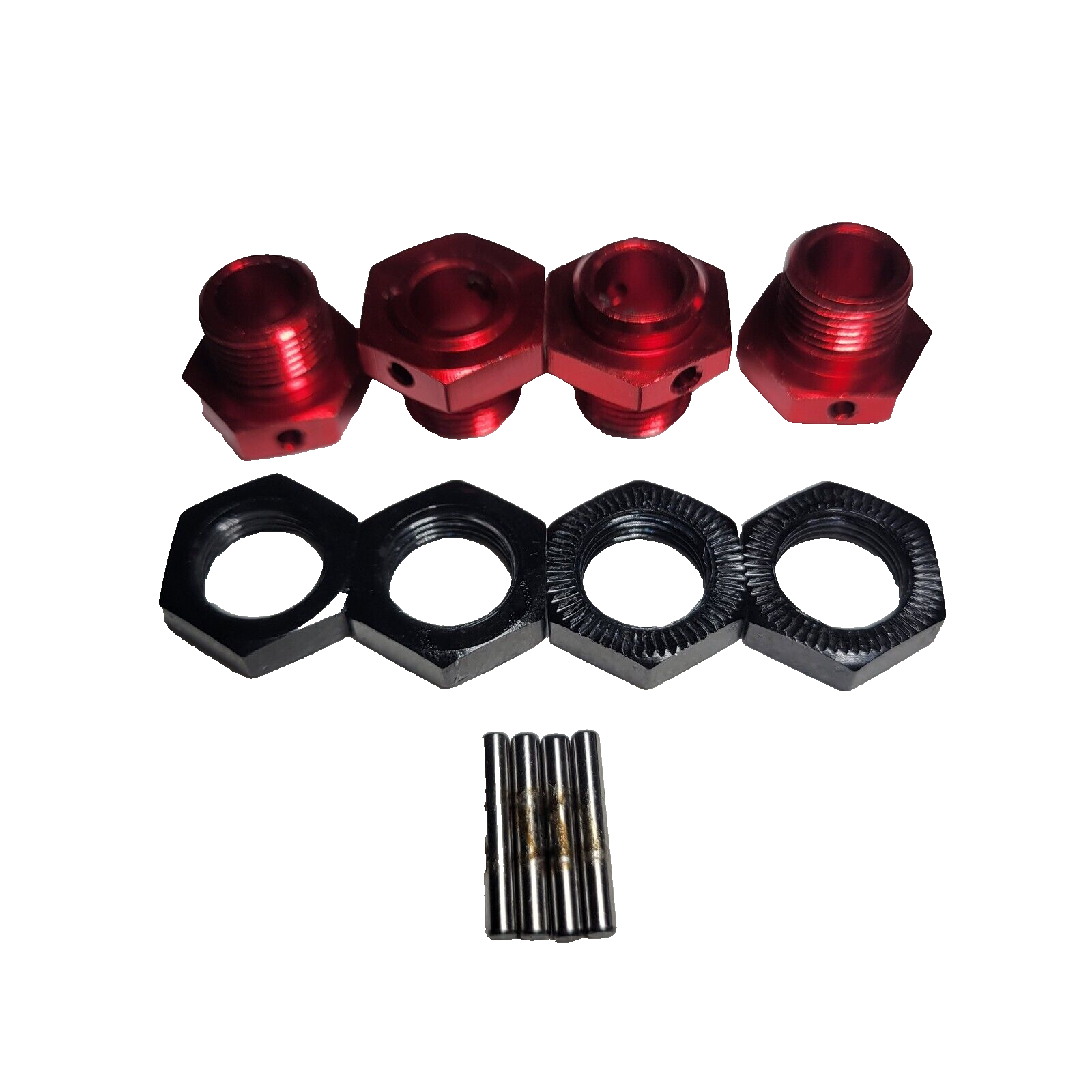 Arrma Limitless V2 17mm Wheel Hexes Red Aluminum / Black Hex Nuts & Steel Pins