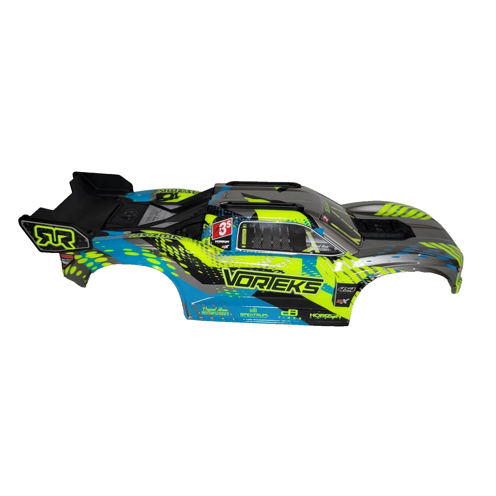 Arrma Vorteks 223S 4x4 v4 BLX Clipless Body Shell Yellow Silver Painted Spoiler