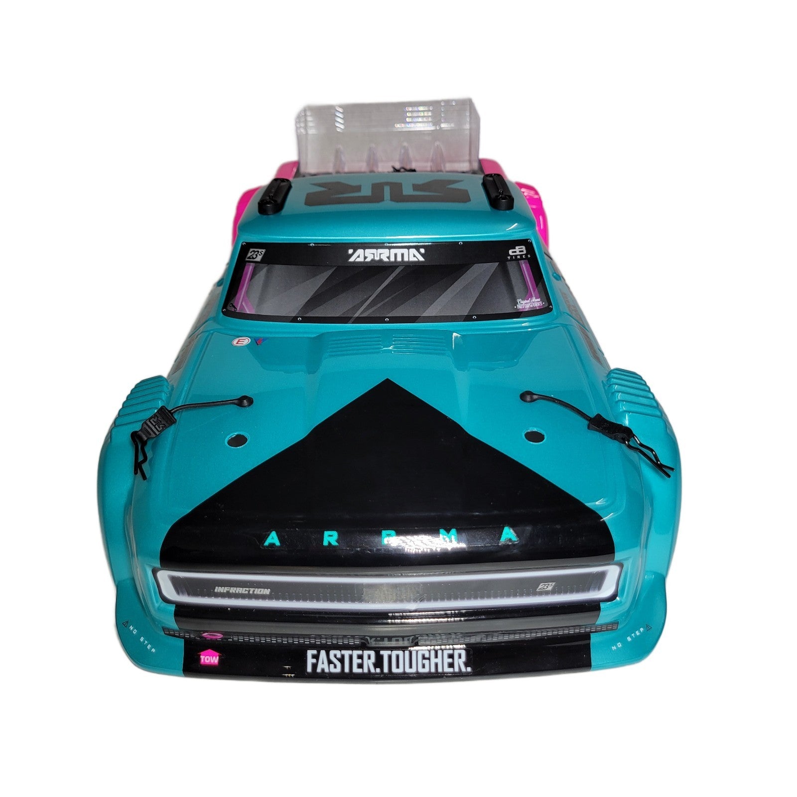 Arrma Infraction 223S BLX Body Black Pink Teal Factory Painted Spoiler Wing 2645