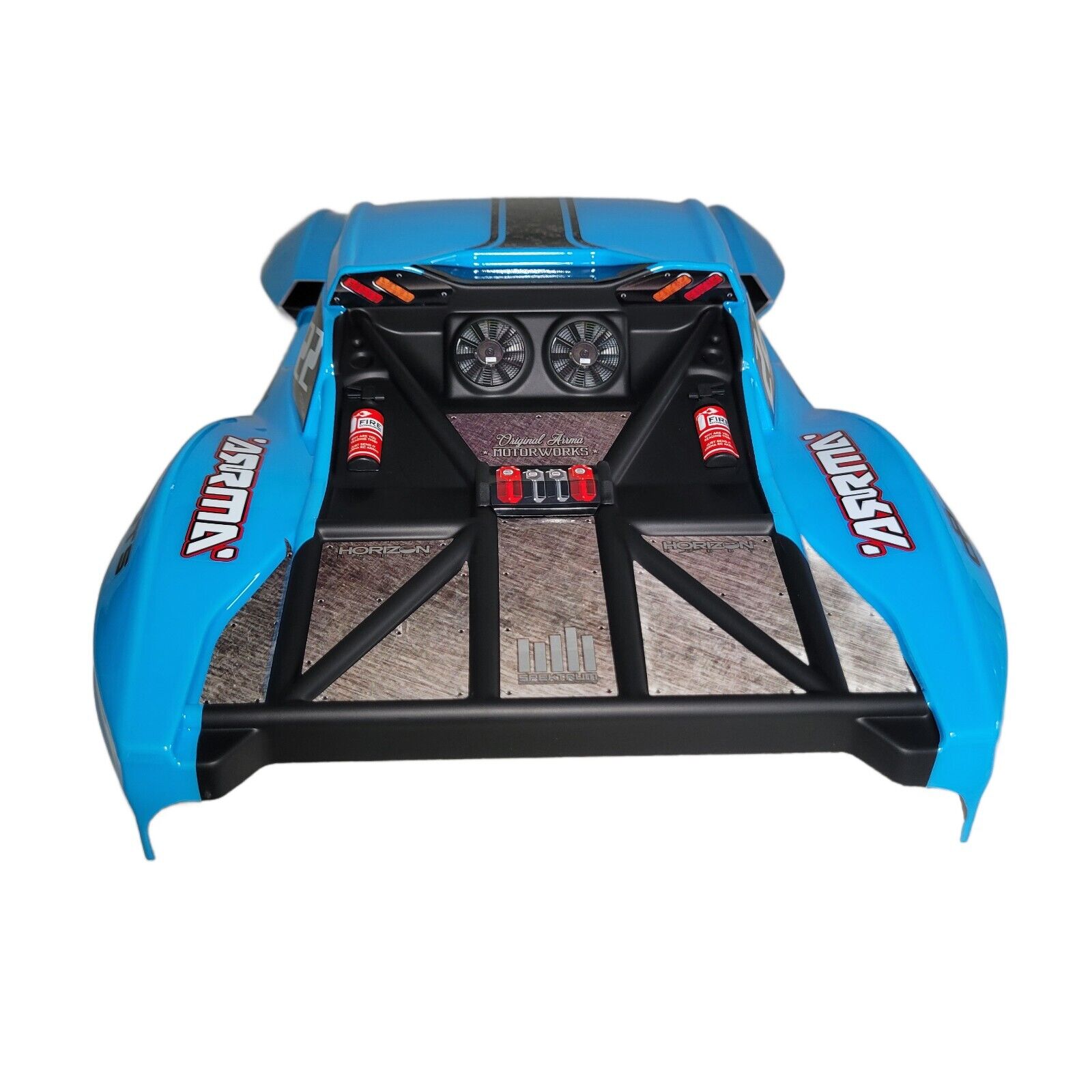 Arrma Fury Body Factory Paited Blue Clipless & Skid Plate / Battery Door Tray