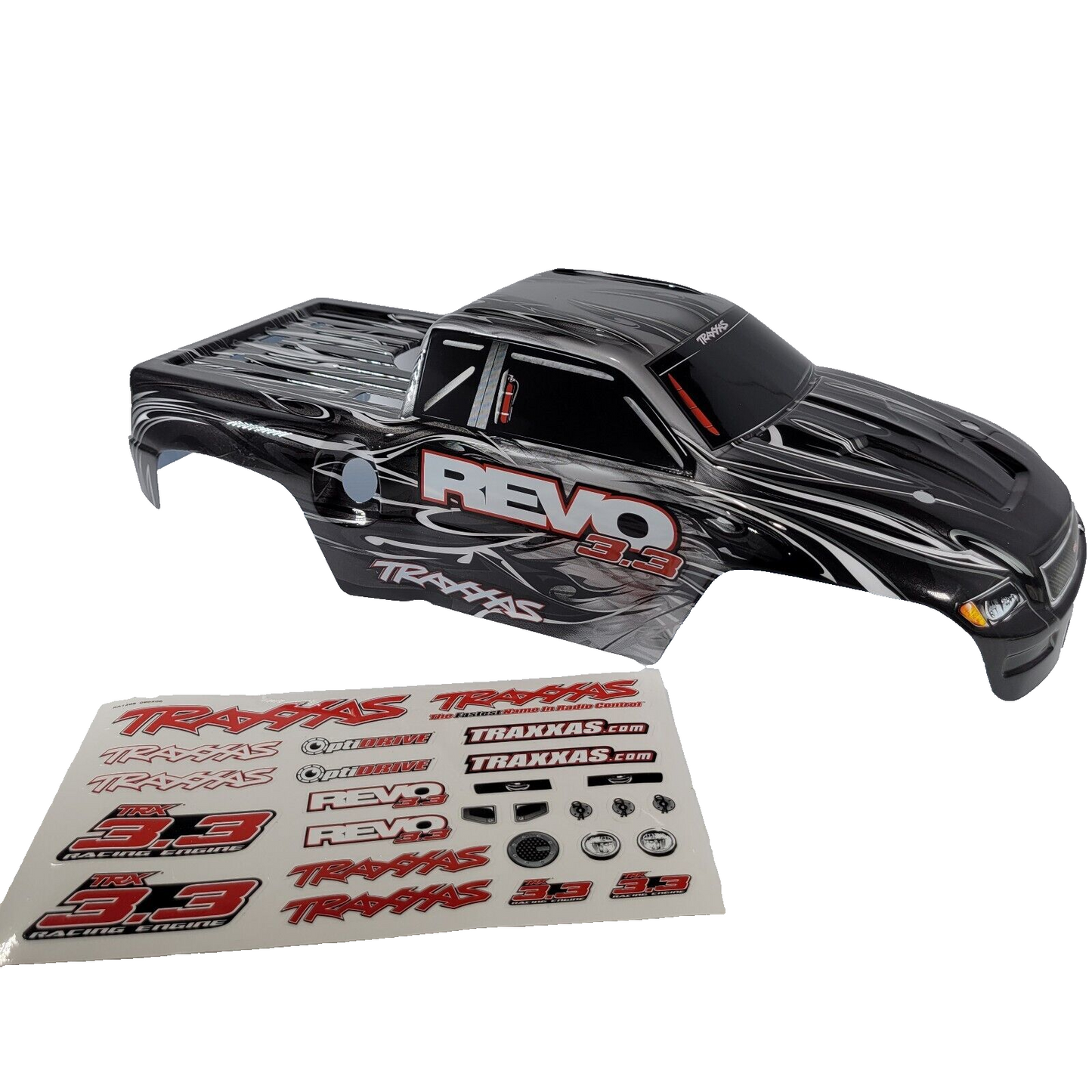 Fits Traxxas Revo 3.3 Body Silver & Black Factory Painted & Decals Nitro