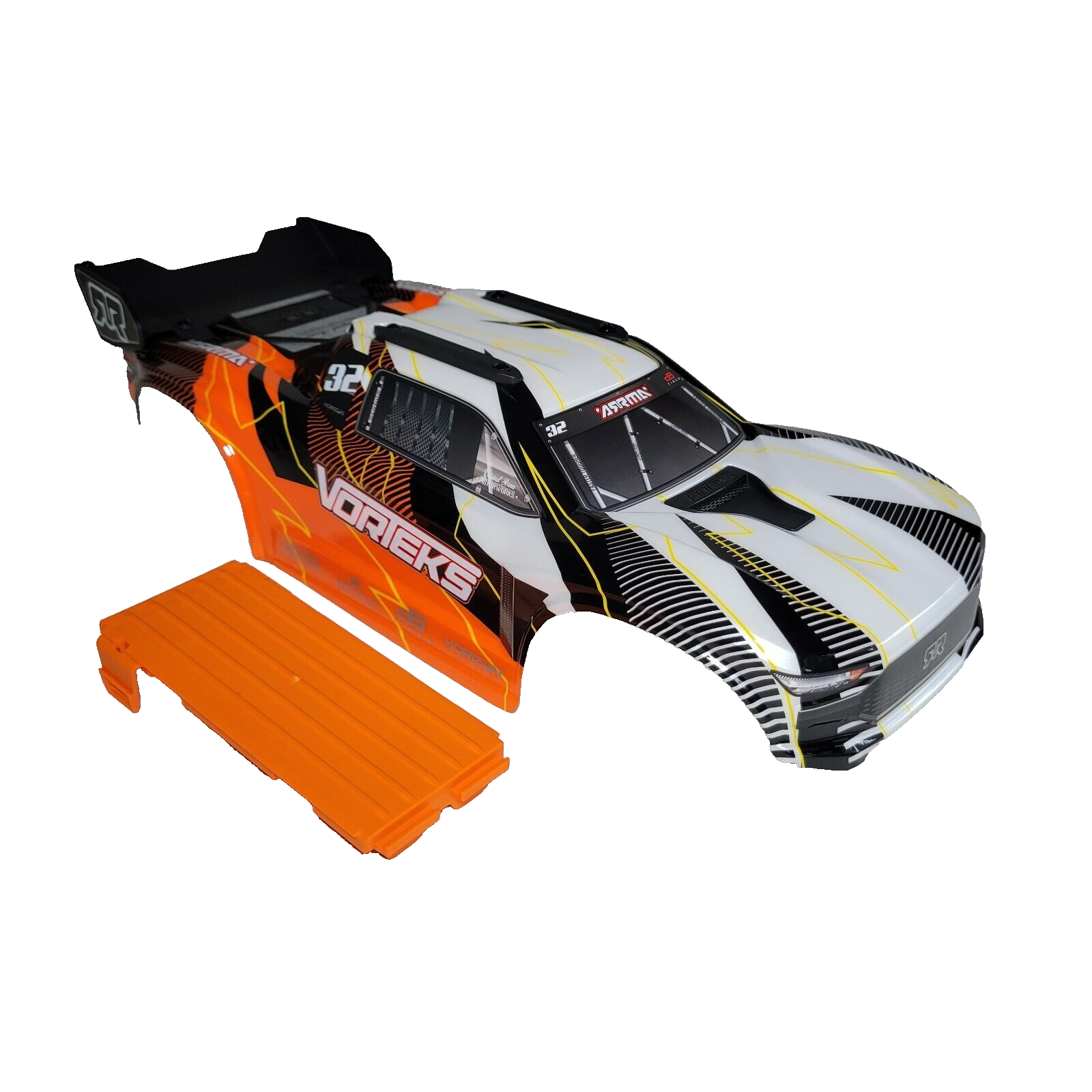 Arrma Vorteks 2wd Mega Body Factory Painted Orange Clipless & Spoiler Wing Tray