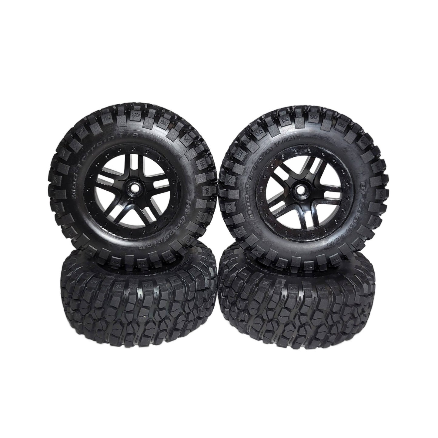 Fits Traxxas Slash VX3 2wd Mud Terrain Tires & 12mm Wheels Black / XL-5 BL2s VXL