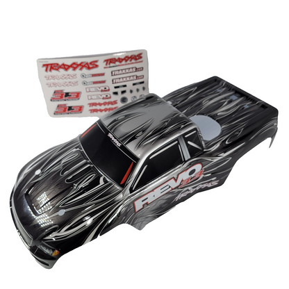 Fits Traxxas Revo 3.3 Body Silver & Black Factory Painted & Decals Nitro