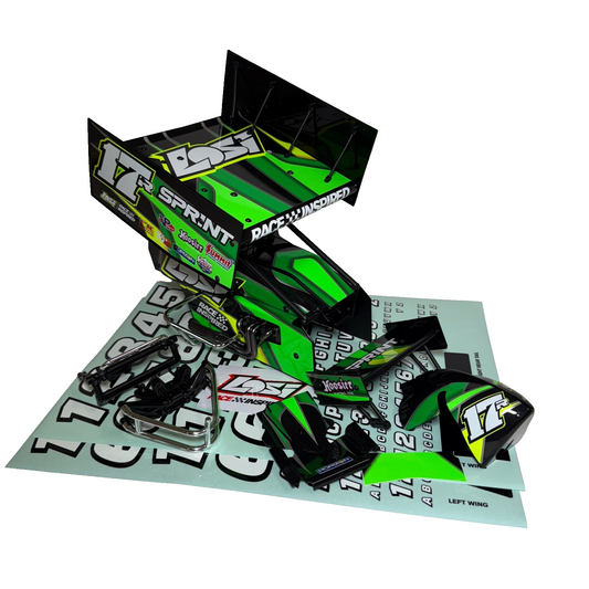 Losi 22s Sprint Body Factory Decaled Green Cage Interior Driver Bumpers