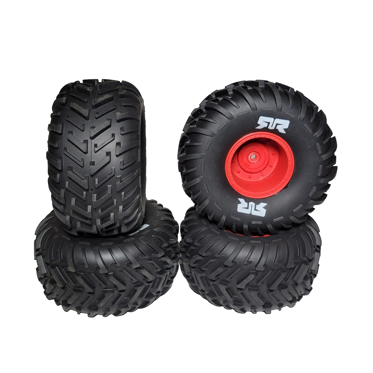 Arrma Quake Tires dBoots Cut Chevron MT & Red 14mm Hex Wheels 1/10 / Fit Gorgon
