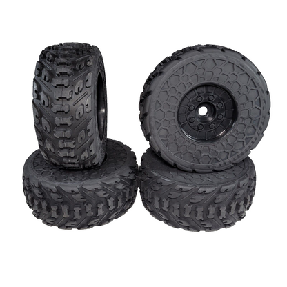 Arrma Fireteam 6s BLX Tires & 17mm Wheels DBoots Pre Glued Black Front & Rear