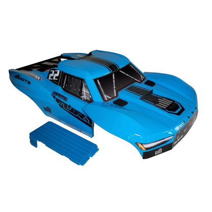 Arrma Fury Body Factory Paited Blue Clipless & Skid Plate / Battery Door Tray