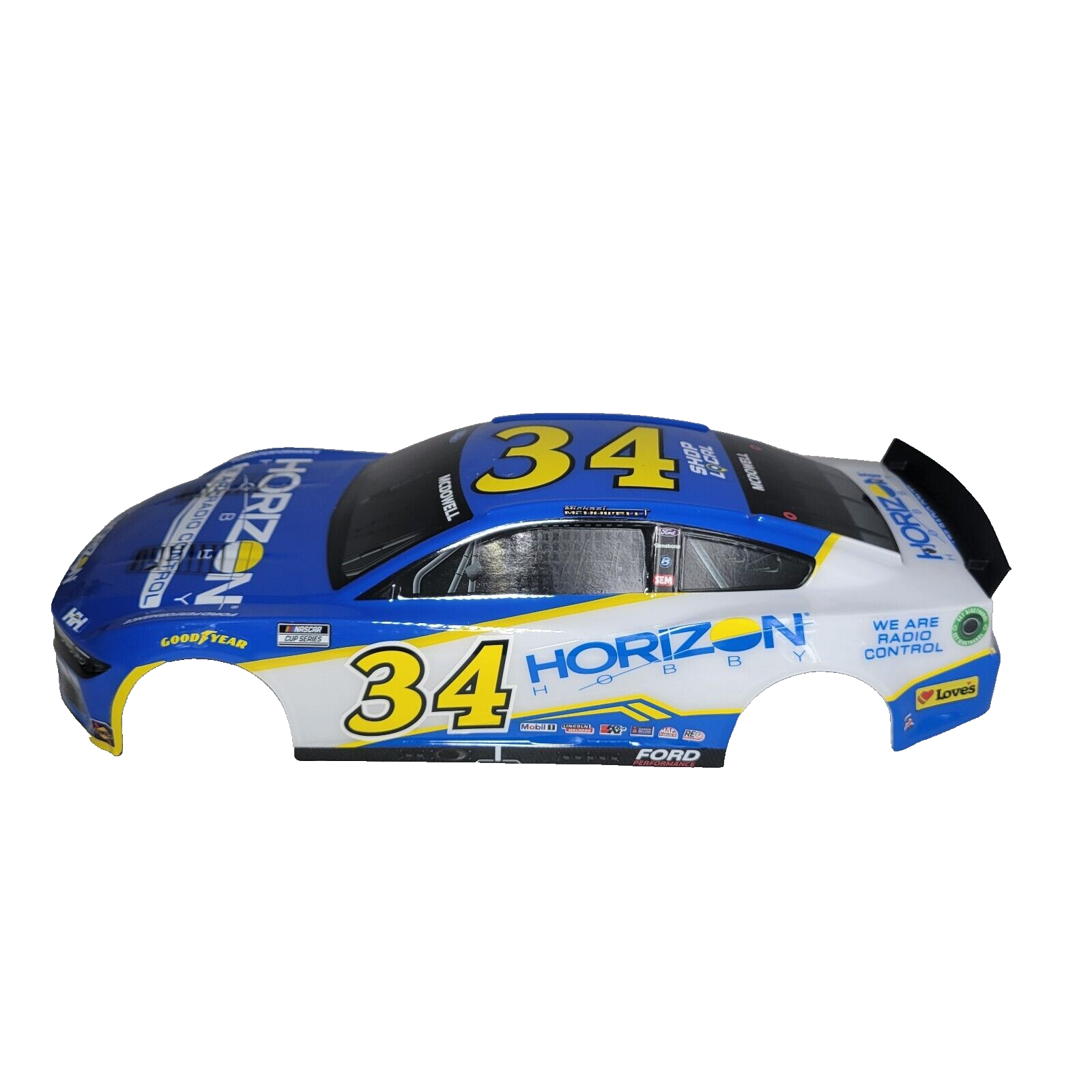 Losi Nascar Grom Body Factory Painted Blue Yellow McDowell # 34 Horizon Decals