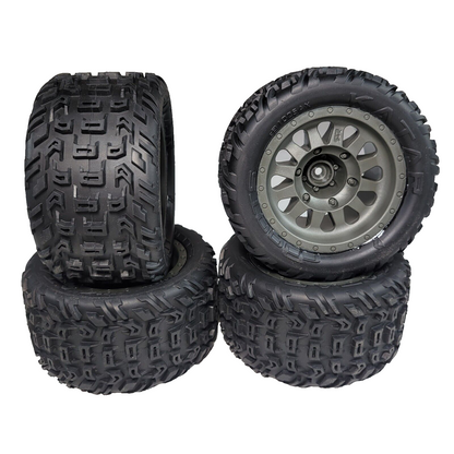 Arrma Vorteks 4x2 Mega Tires & 14mm Wheels DBoots Katar Gunmetal Wheel BLX 3s