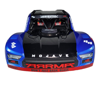 Arrma Mojave 4S Body Factory Painted Decaled Blue Red White W/ Rollcage & Driver