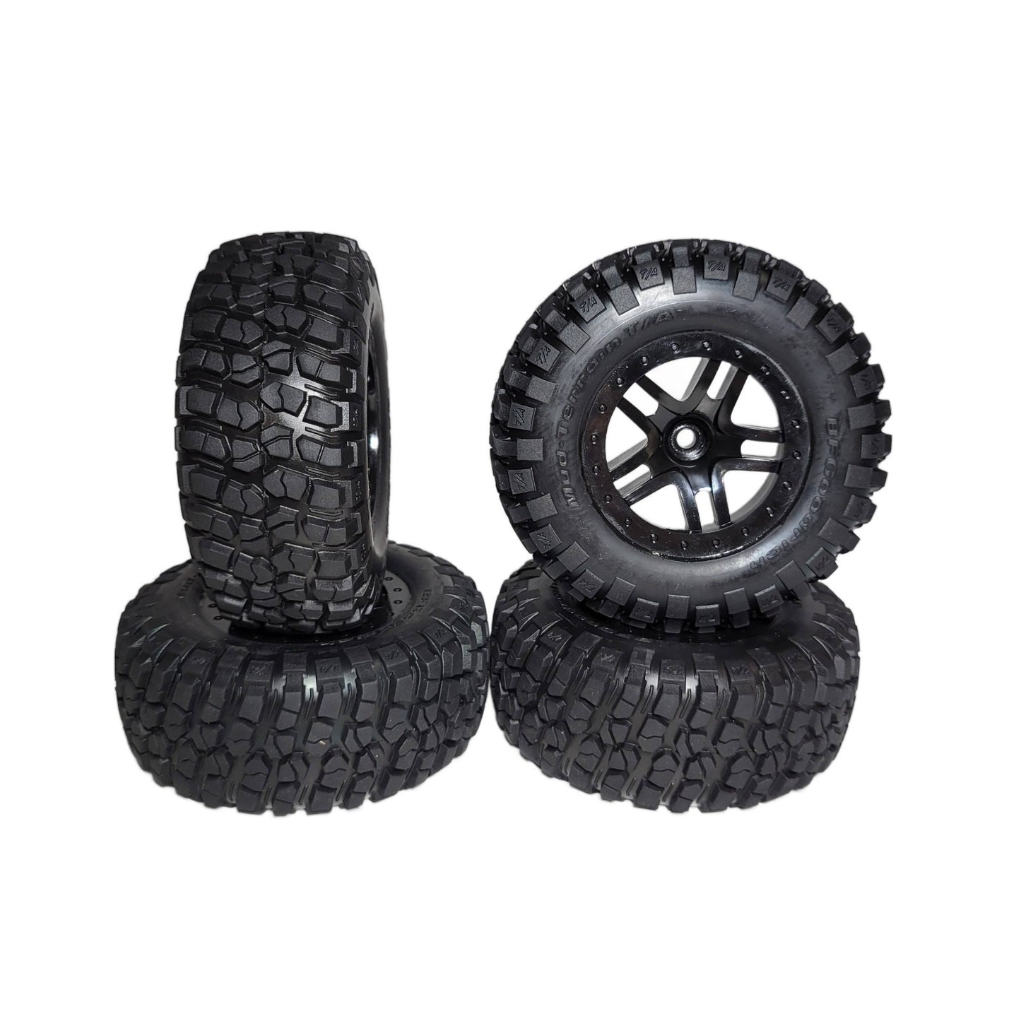 Fits Traxxas Slash VX3 2wd Mud Terrain Tires & 12mm Wheels Black / XL-5 BL2s VXL