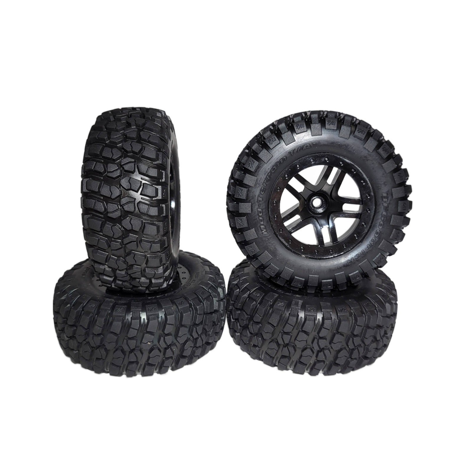 Fits Traxxas Slash VX3 2wd Mud Terrain Tires & 12mm Wheels Black / XL-5 BL2s VXL