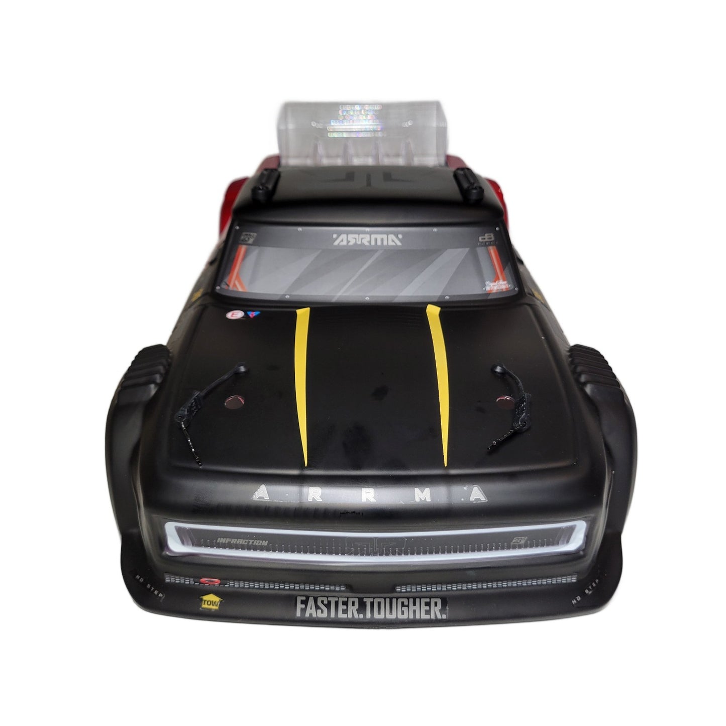 Arrma Infraction 223S BLX Body Black Gold Red  Factory Painted Spoiler Wing 2645