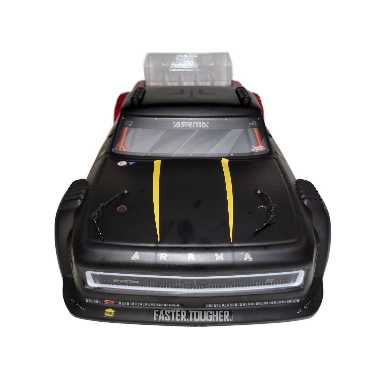 Arrma Infraction 223S BLX Body Black Gold Red  Factory Painted Spoiler Wing 2645