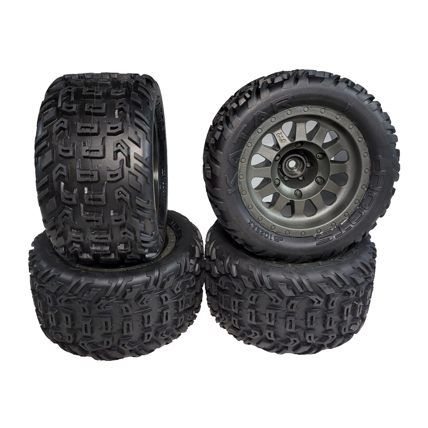 Arrma Vorteks 4x4 BLX Tires & 14mm Wheels DBoots Katar Gunmetal Wheel / Mega