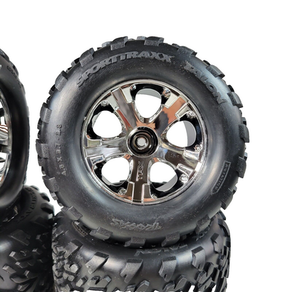 Fits Traxxas Stampede XL5 Tires & Wheels Silver VXL 2wd Monster Truck 12mm Hubs