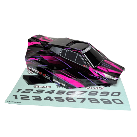 Fits Traxxas Jato 4x4 VXL Clipless Body Factory Painted Pink Black & Decals