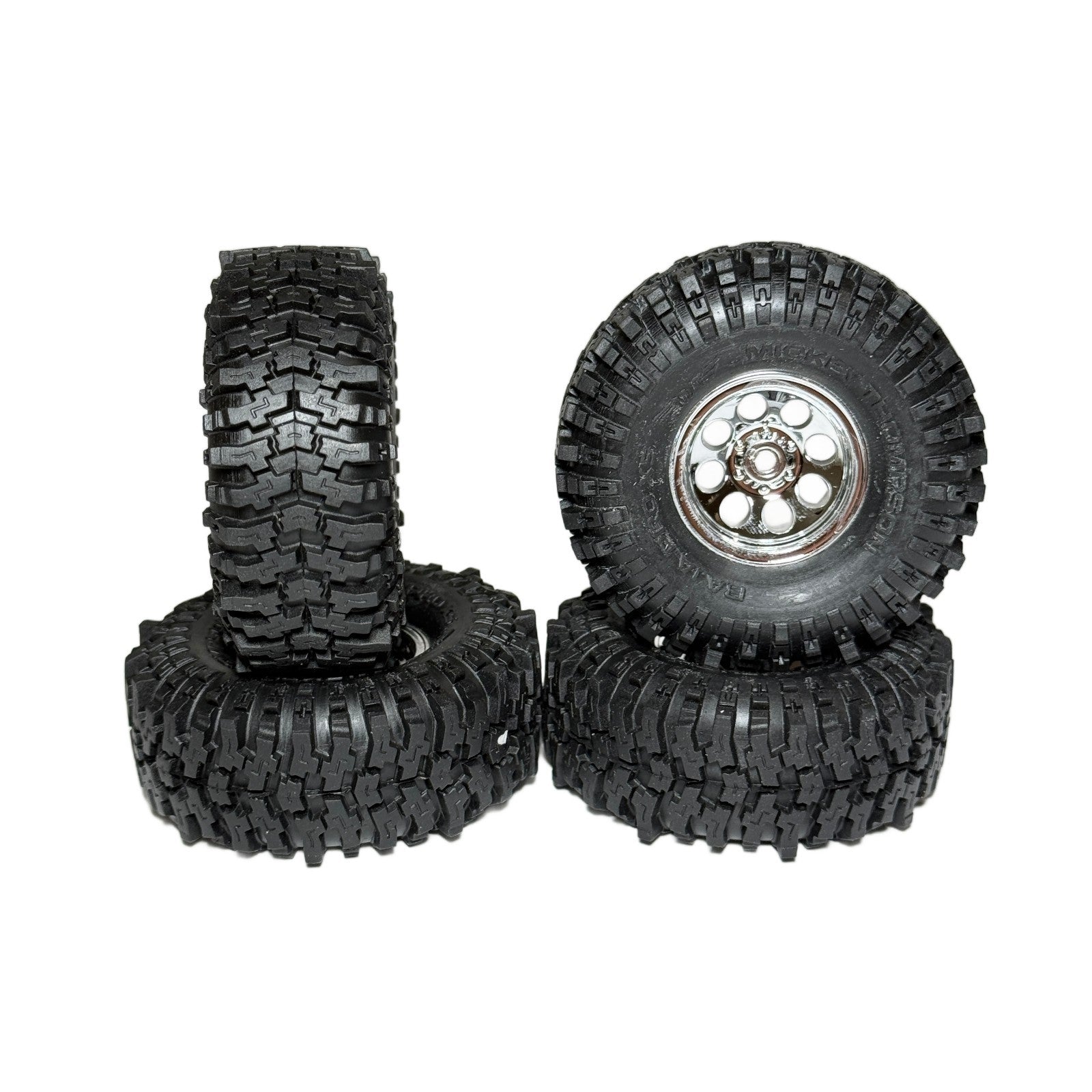 Fits Traxxas Trx-4M High Trail K10 Baja Pro Tires & 7mm Satin Chrome Wheels F150