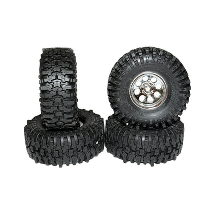 Fits Traxxas Trx-4M High Trail K10 Baja Pro Tires & 7mm Satin Chrome Wheels F150