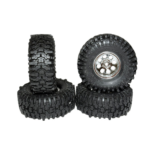 Fits Traxxas Trx-4M High Trail K10 Baja Pro Tires & 7mm Satin Chrome Wheels F150