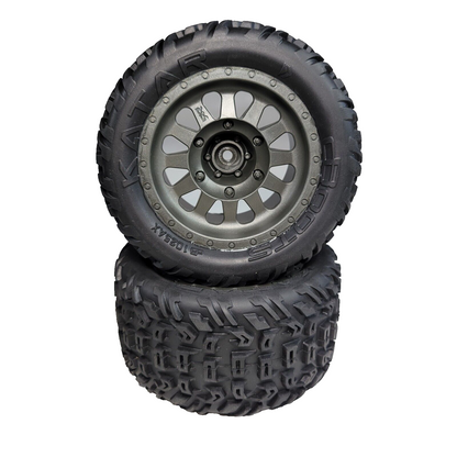 Arrma Vorteks 4x2 Mega Tires & 14mm Wheels DBoots Katar Gunmetal Wheel BLX 3s