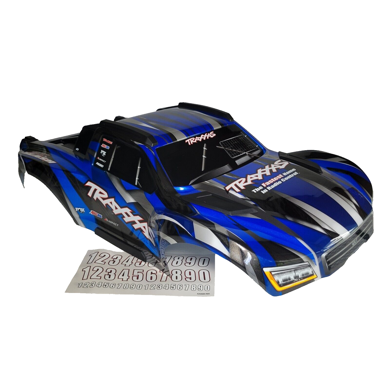 Fits Traxxas Maxx Slash Body Blue Black Clipless Factory Painted Decals 10211