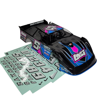 Losi 22s Late Model Body Factory Assembled & Decaled Blue Cage Interior Driver