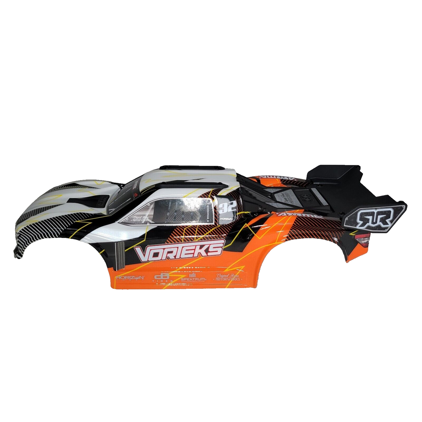 Arrma Vorteks 2wd Mega Body Factory Painted Orange Clipless & Spoiler Wing Tray