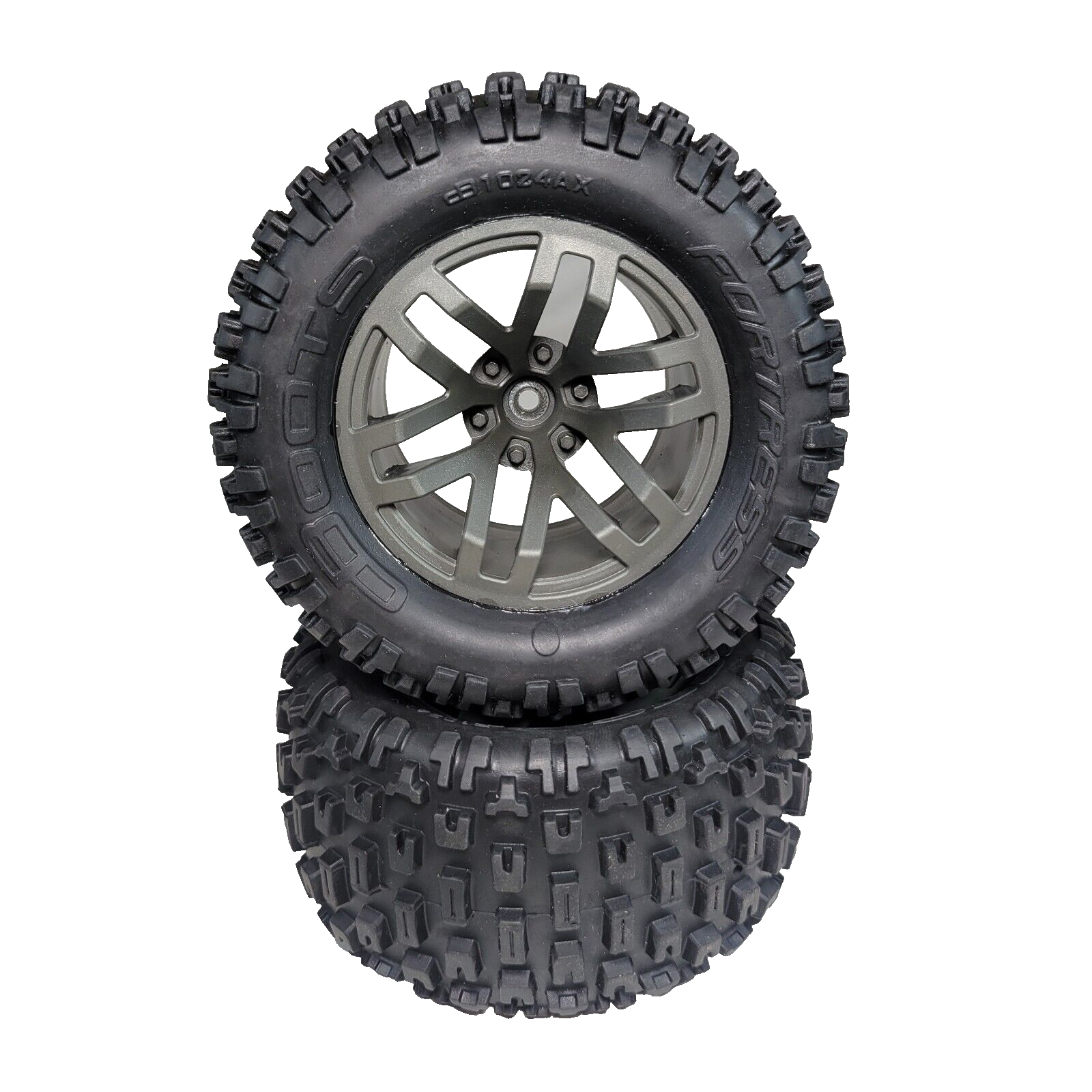 Arrma Granite Tires & Gun Metal Wheels DBoots Fortress MT Rim 14mm Hex 4x4 BLX