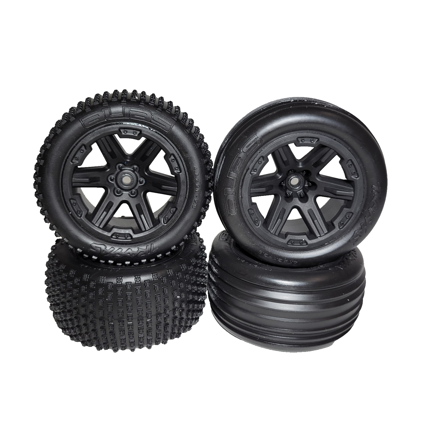 Fits Traxxas Rustler XL-5 2wd Alias Tires & Black Satin 12mm Rxt Wheels / VXL