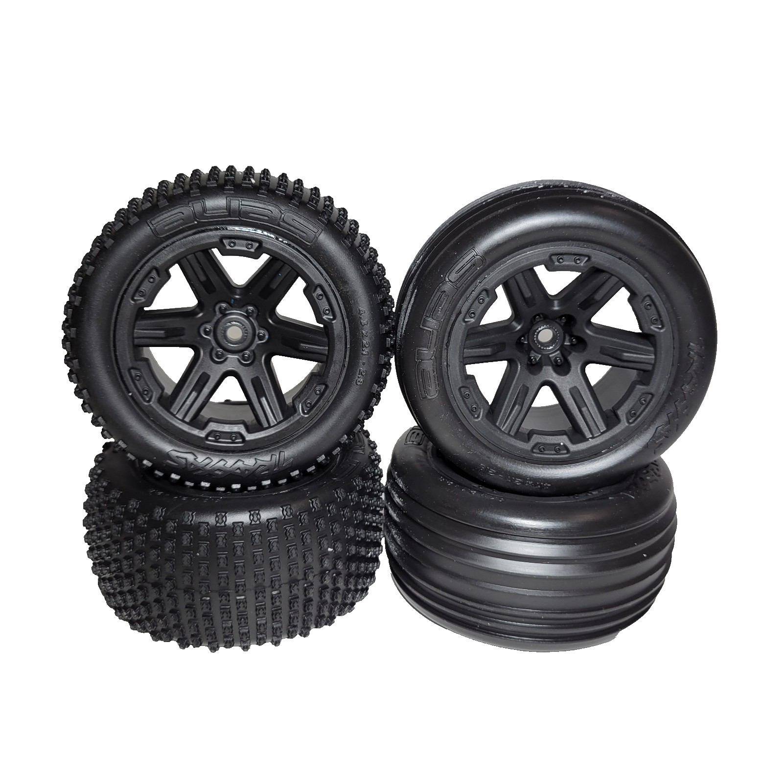 Fits Traxxas Rustler XL-5 2wd Alias Tires & Black Satin 12mm Rxt Wheels / VXL