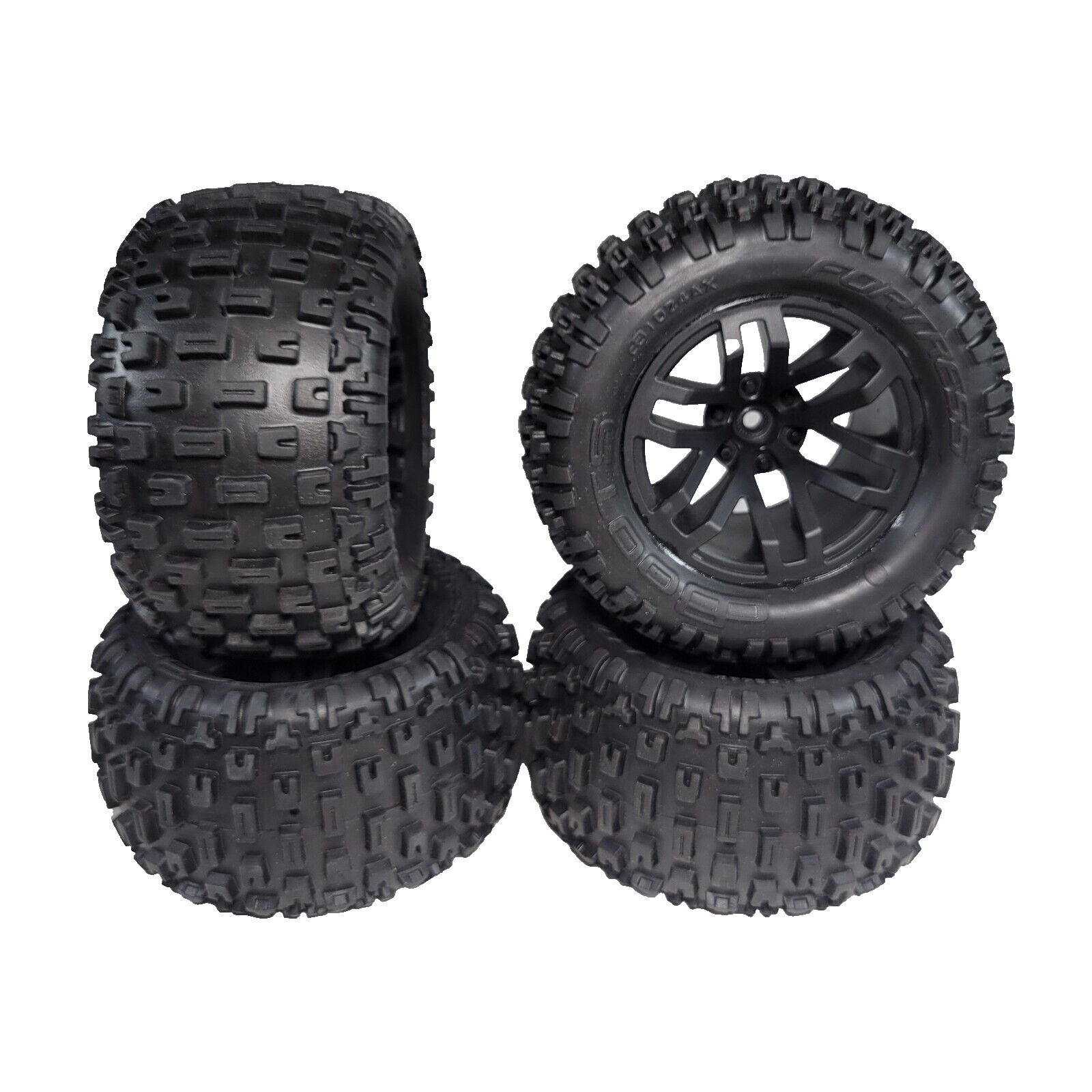 Arrma Granite 4x4 Tires & Black Wheels DBoots Fortress MT Rim 14mm Hex Mega /BLX