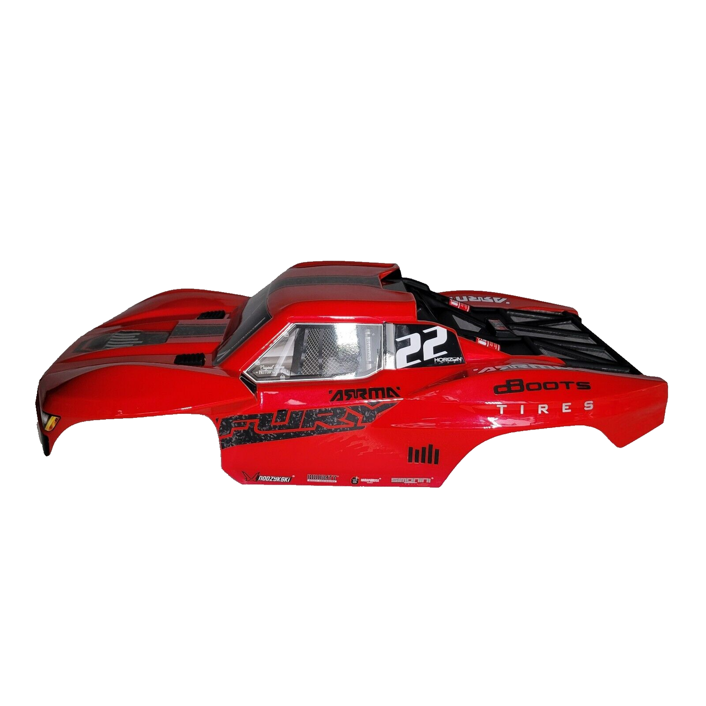 Arrma Fury Body Factory Paited Red Clipless & Skid Plate / Battery Door Tray