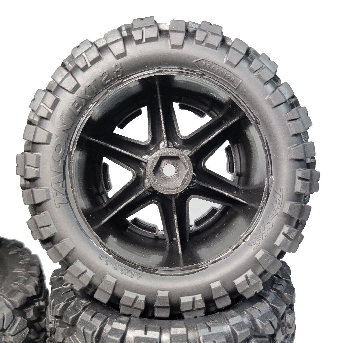 Fits Traxxas Rustler 4x4 VXL Tires & Wheels RXT Black Chrome Talon 12mm 2.8"