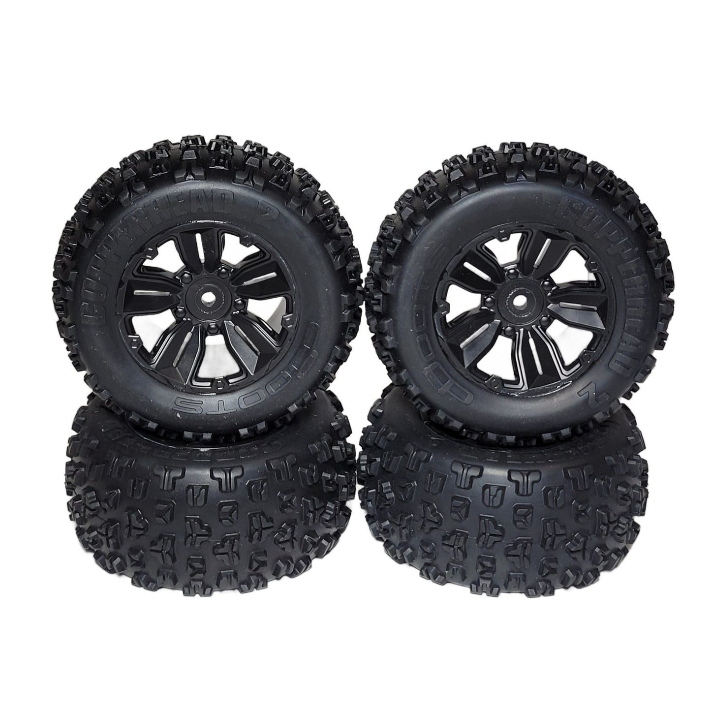 Arrma Mini Kraton 1/16th Tires Dboots Copperhead 2 & Black 12mm Wheels (4 Tires)