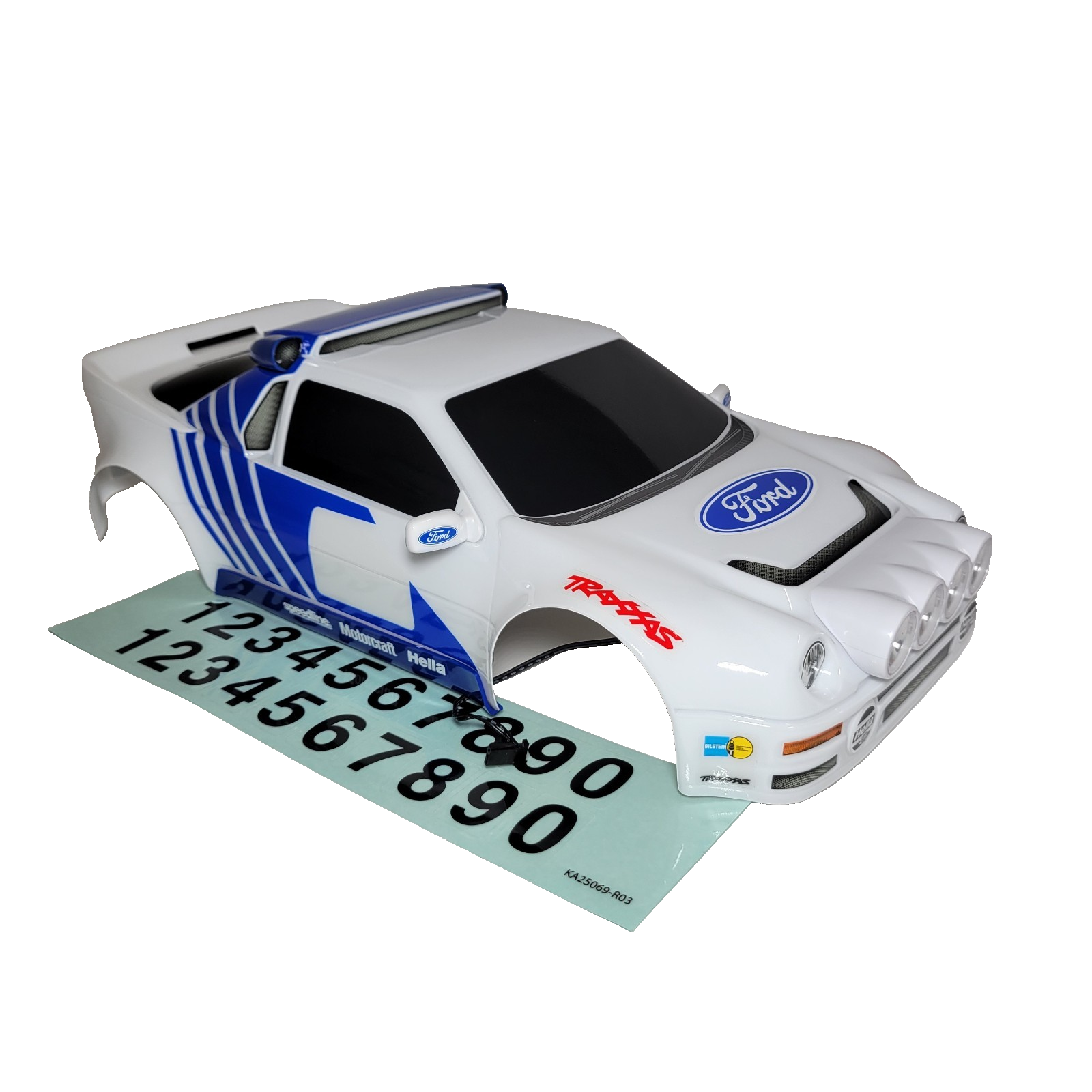 Fits Traxxas Mini Rally RS200 Body Clipless Factory Painted White & Blue 10812