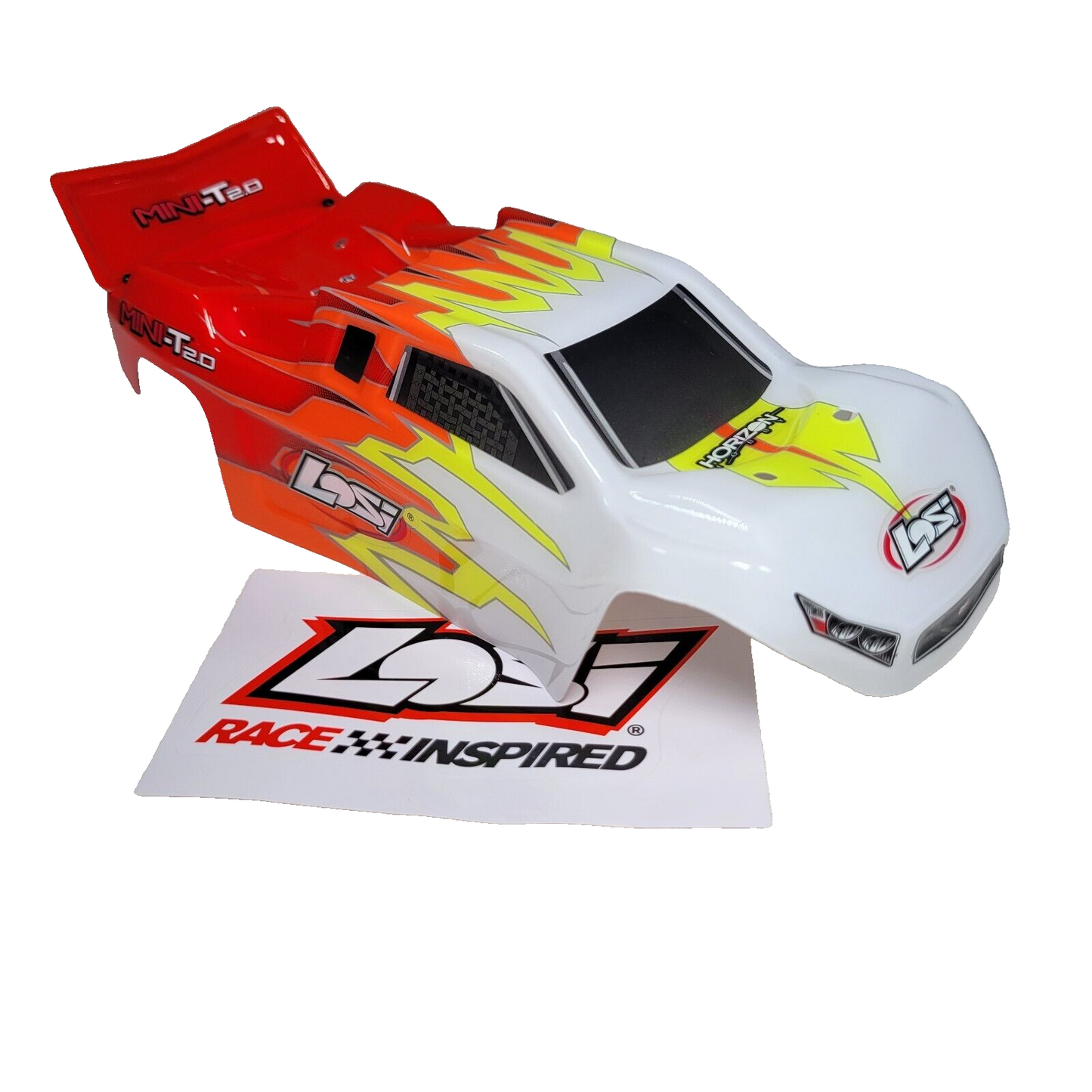 Losi Mini-T 2.0 Body Factory Painted & Decaled With Wing Red White Truck