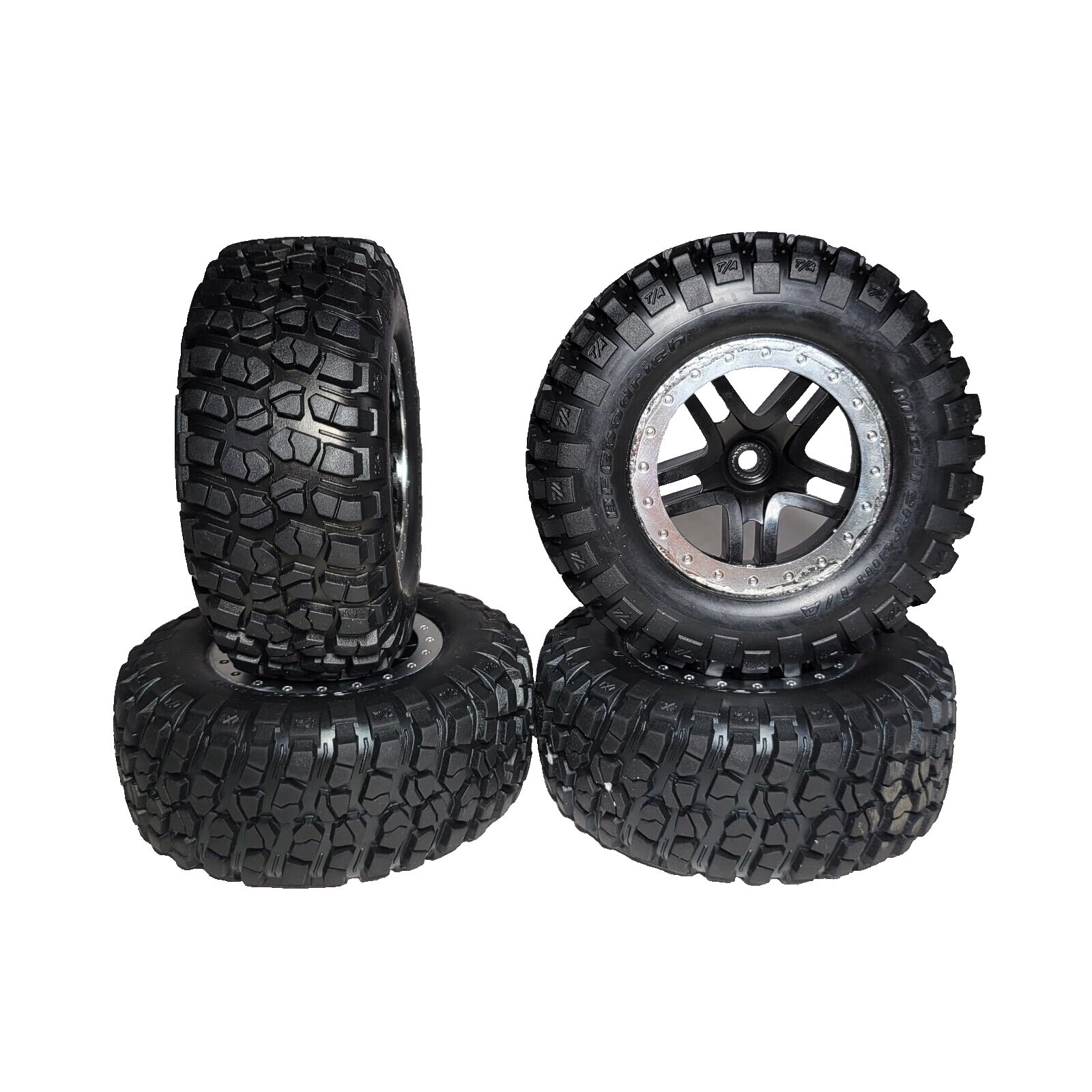 Fits Traxxas 2wd Slash BF Goodrich Tires Mud Terrain 12mm Wheels Front & Rear 4