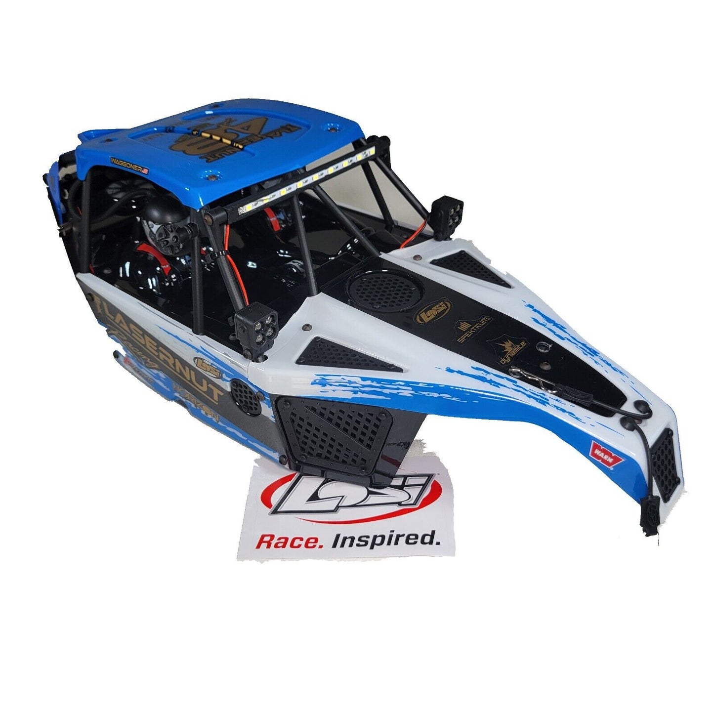 Losi Lasernut U4 Body Factory Painted Blue White Decals With Led Lights Bar