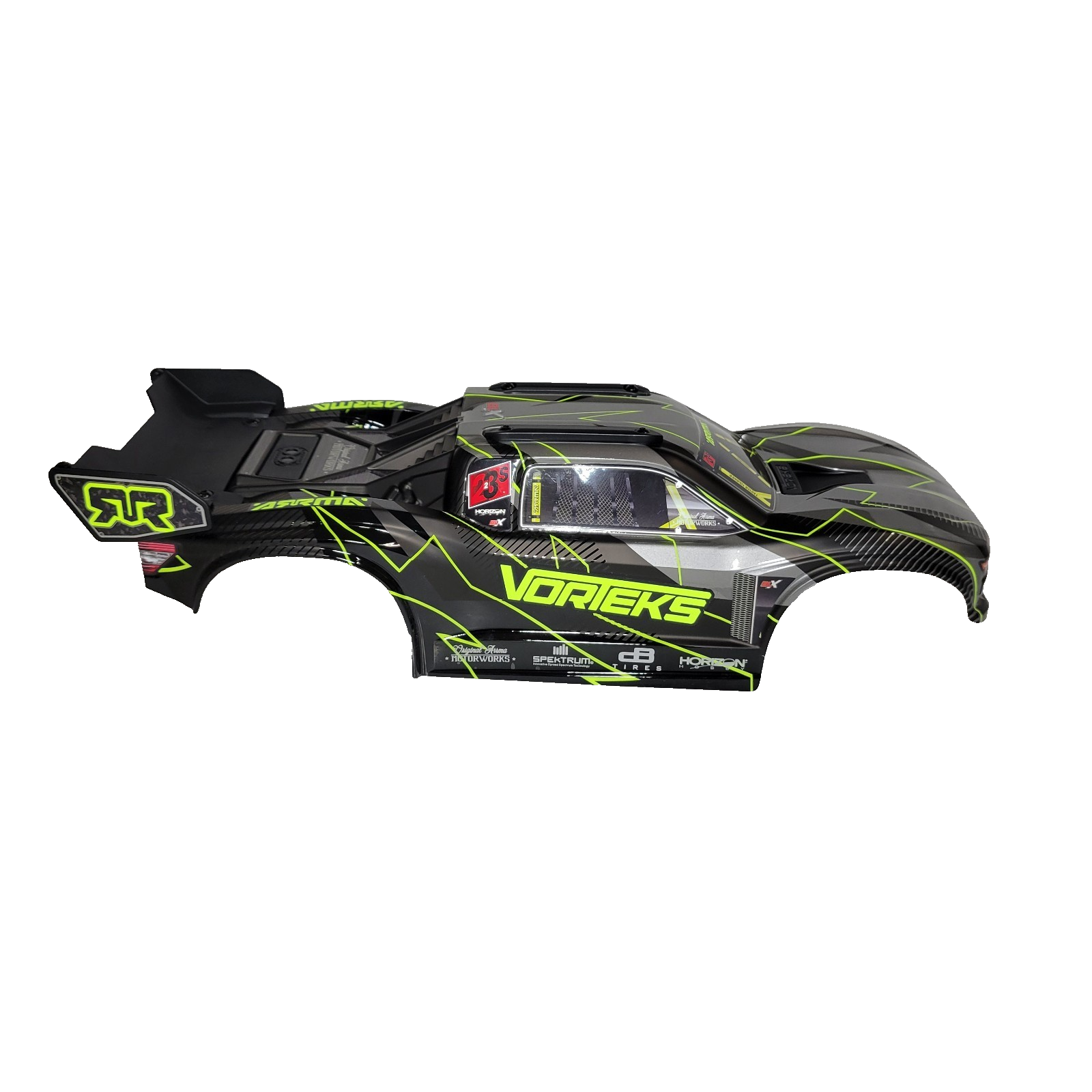 Arrma Vorteks 223s 2wd Body Factory Painted Yellow Clipless & Spoiler Wing Tray