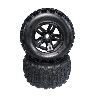 Fits Traxxas Sledge BELTED Tires & Wheels 3.8" 17mm Black Wheels Sledgehammer