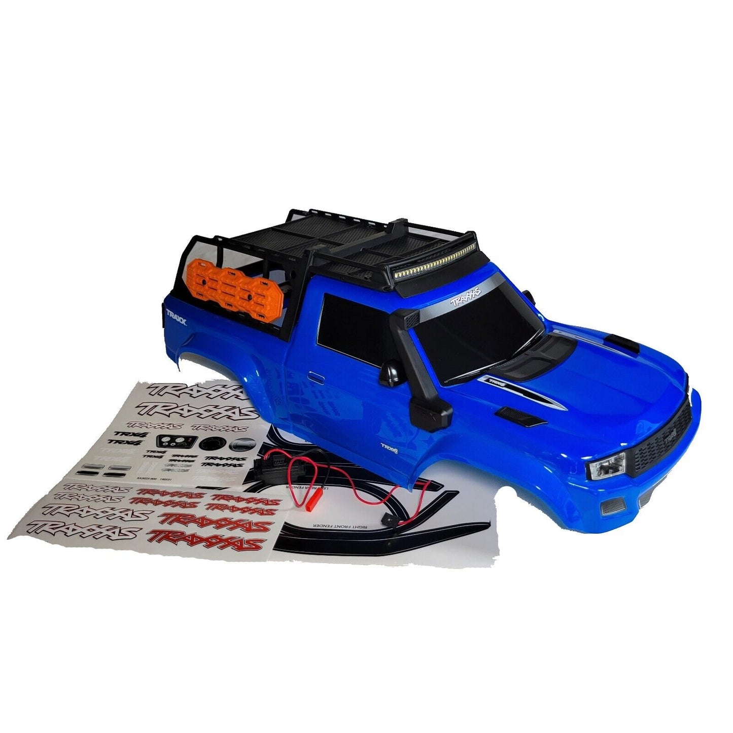 Fits Traxxas TRX-4 Traxx CLIPLESS Body Factory Painted Blue With Led Lights