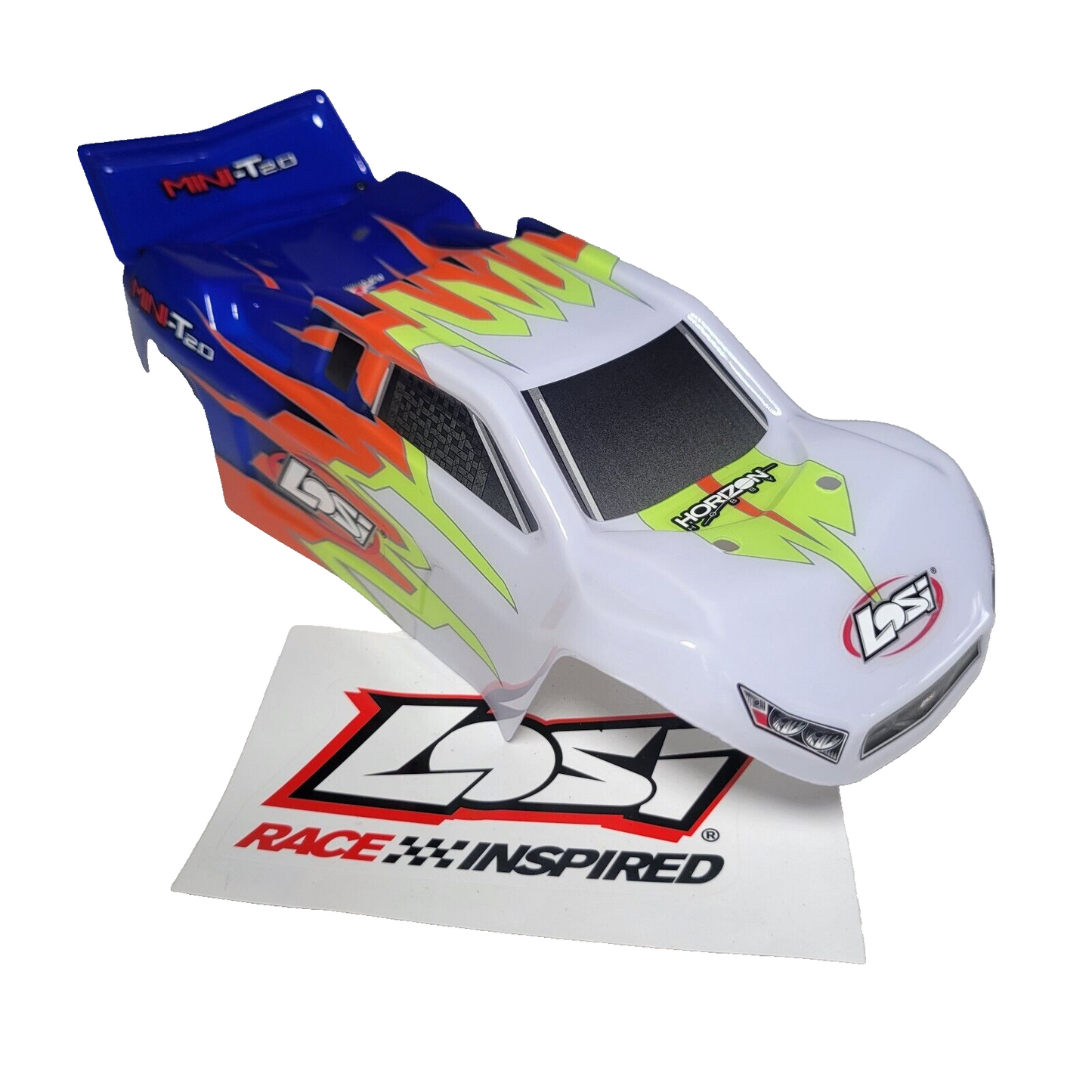 Losi Mini-T 2.0 Body Factory Painted & Decaled With Wing Blue White Truck